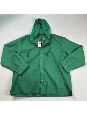 Original Use Men's Green Waffle Knit Hooded Shirt Jacket XL NWT